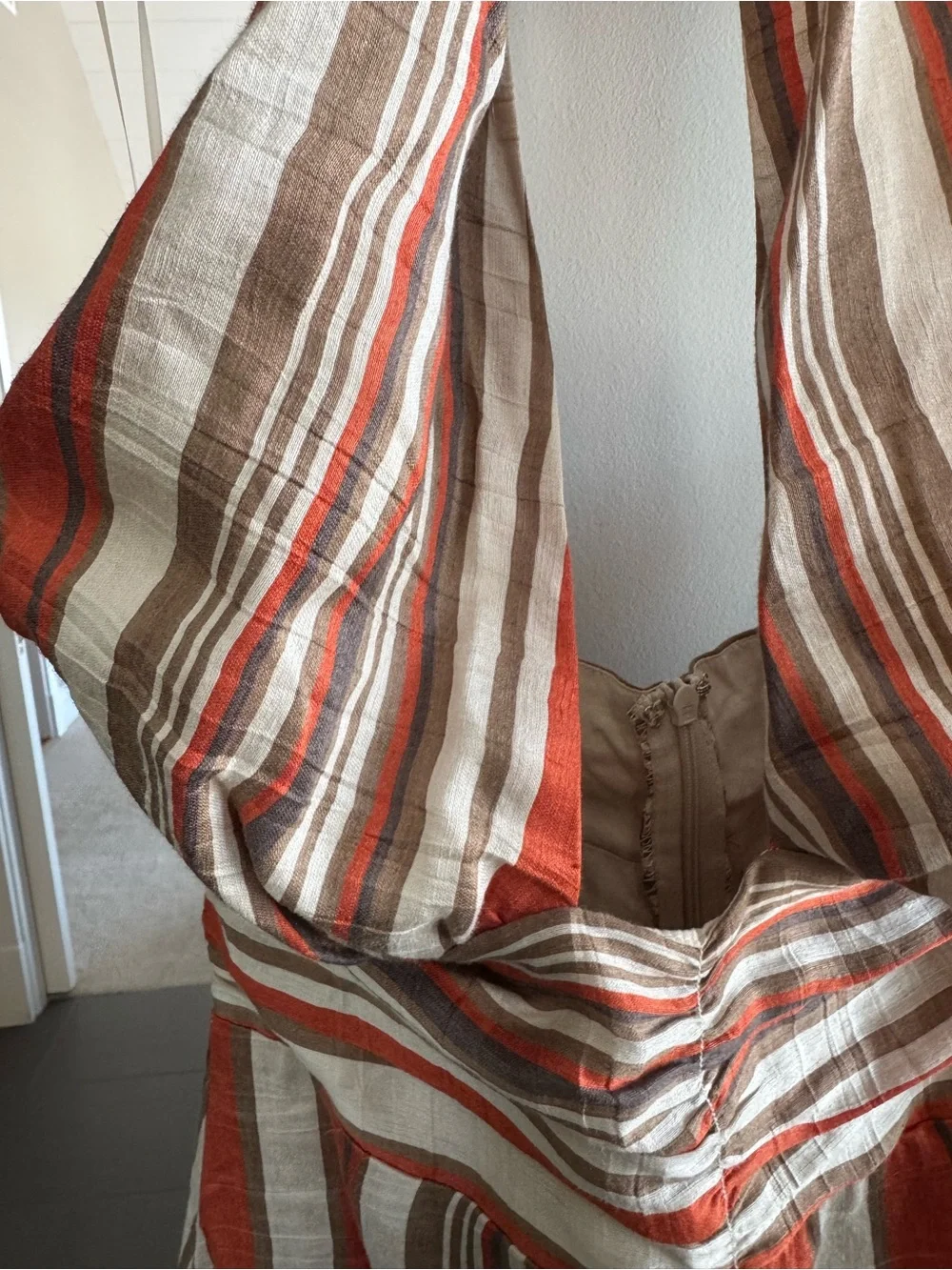 DISSH Striped Halter Maxi Dress in Cream & Tan, orange - Picture 9 of 11